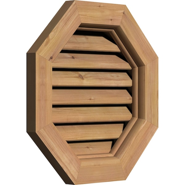 Octagonal Gable Vent Functional, Western Red Cedar Gable Vent W/ Brick Mould Face Frame, 16W X 16H